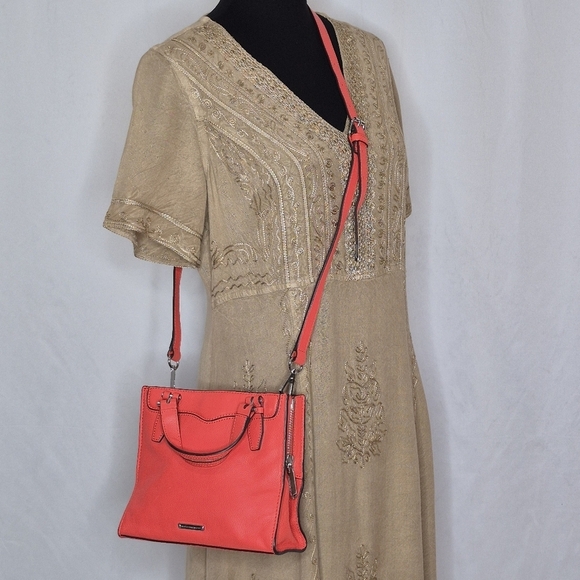 Rebecca Minkoff Leather Mini Blair Tote Crossbody Handbag in Poppy  *No Fringe - Picture 5 of 16